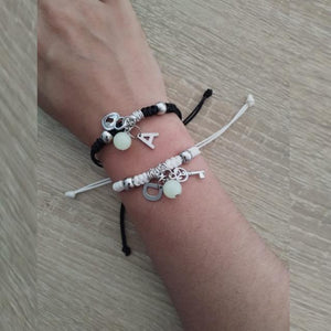 Duo Pulseras Candado Llave DUO HEART LOCK (INCLUYE 1 LETRA EN CADA PULSERA)